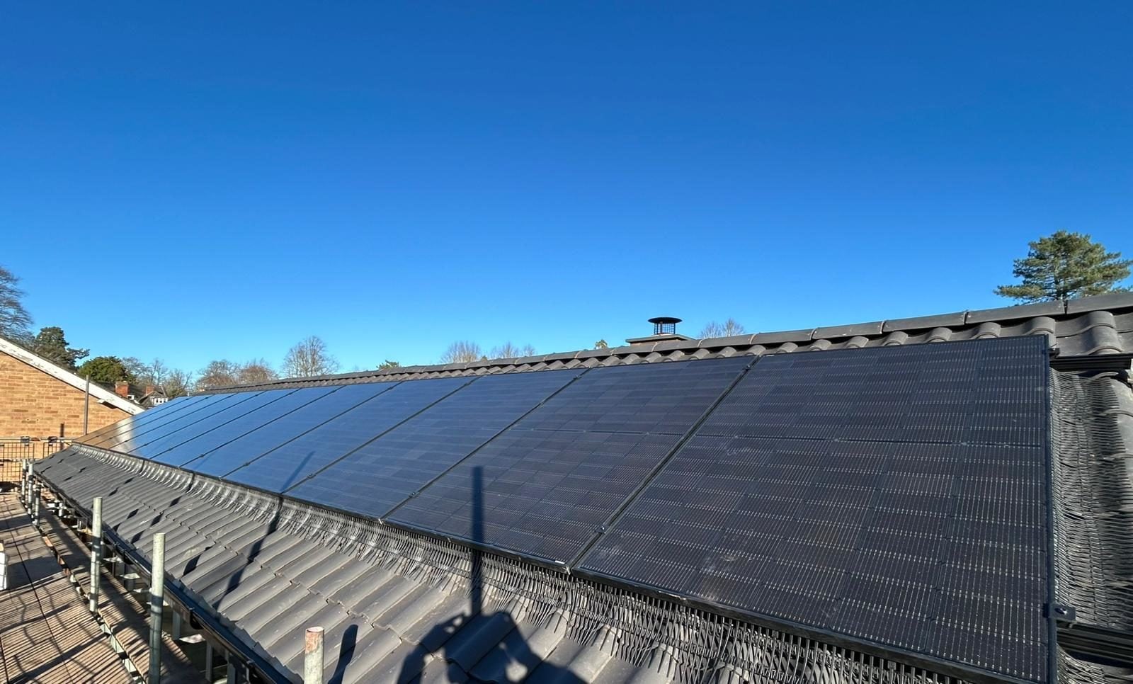 Solar panels installed on a pitched roof in Norwich, Norfolk by Redhill Electrical